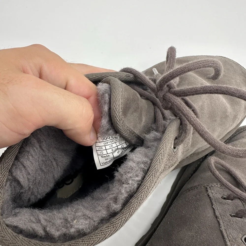 UGG Neumel Chukka Boots Men's Size 10 Wolf Gray Suede Wool Lined Winter Cottage